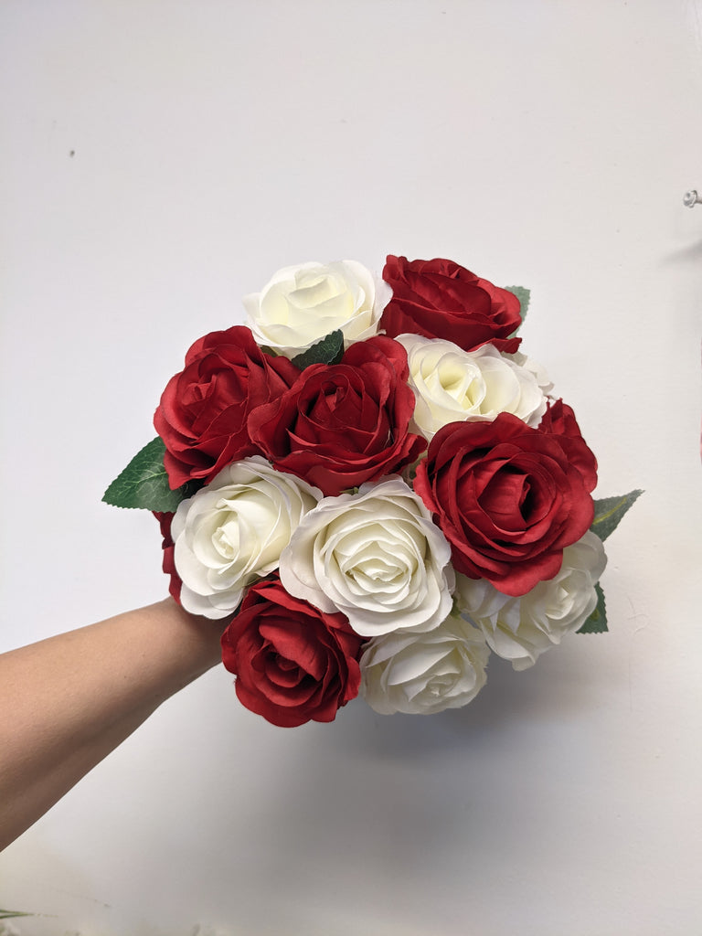 Artificial & Silk Classic Rose Bridal Bouquet - Beaudry Flowers