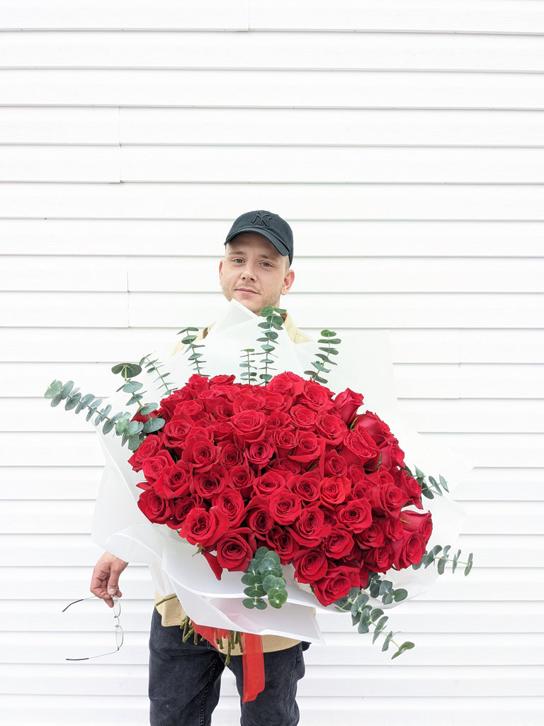 100 Premium Red Roses - Beaudry Flowers