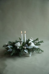 Artificial/Faux Holiday White/Silver Berry Centrepiece - Beaudry Flowers