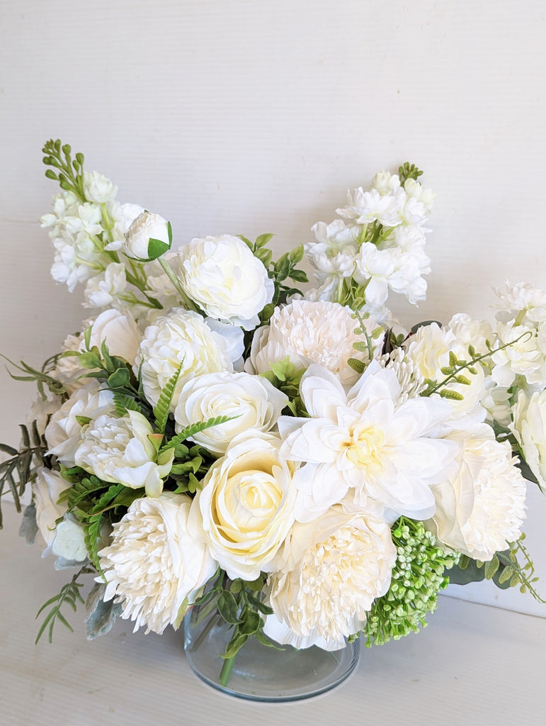 Faux & Silk Vase Cream White Arrangement - Beaudry Flowers