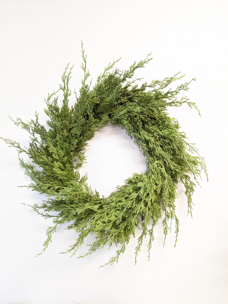 24" Faux Cedar Wreath (Real Touch) - Beaudry Flowers