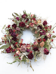 Dried Flower Rose Wreath 16"